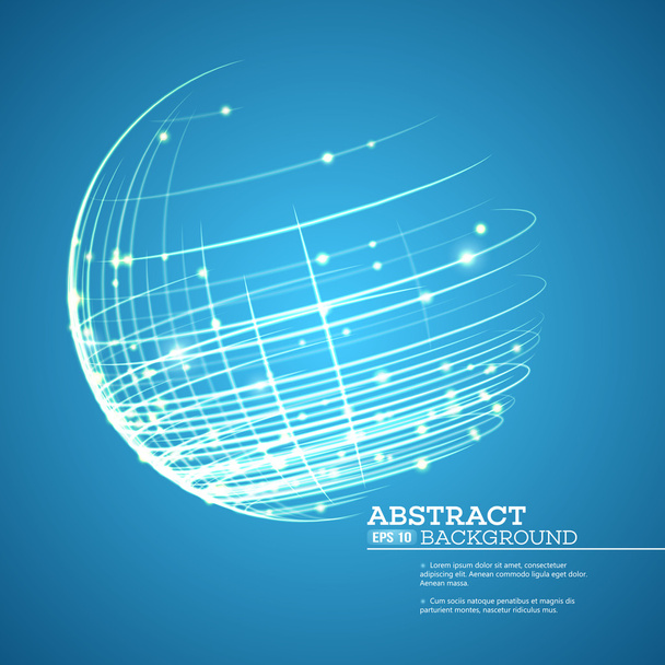 Point and curve constructed the sphere wireframe, technological sense abstract background. Vector illustration - Vector, Image