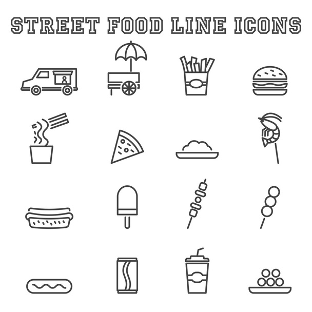street food line icons - Vector, Image