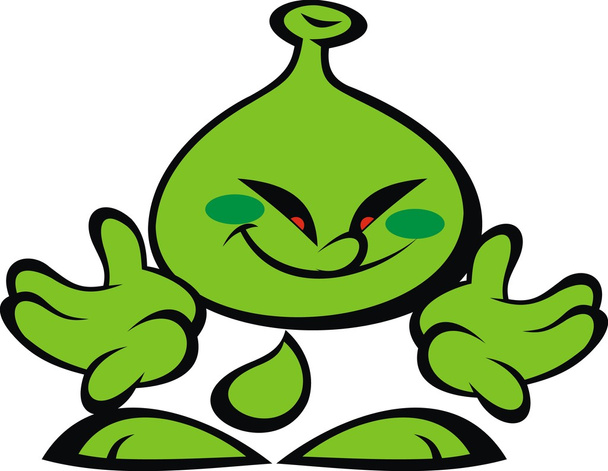 Green alien smile monster - Vector, Imagen