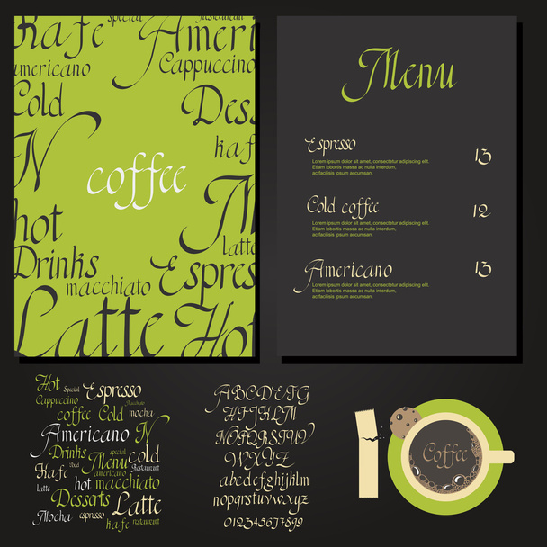 Coffee drink menu - Vektör, Görsel
