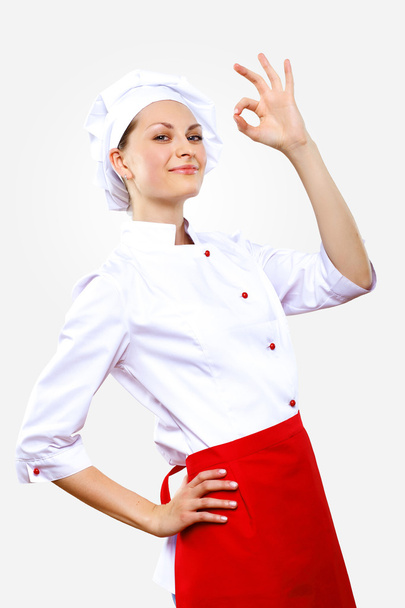 Portrait of a young cook in uniform - Foto, Imagem