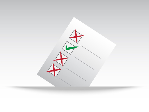 Избирательный бюллетень с вариантами и эффектом вырезания бумаги
 - Вектор,изображение