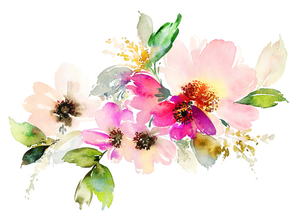 Flowers watercolor illustration. - Φωτογραφία, εικόνα