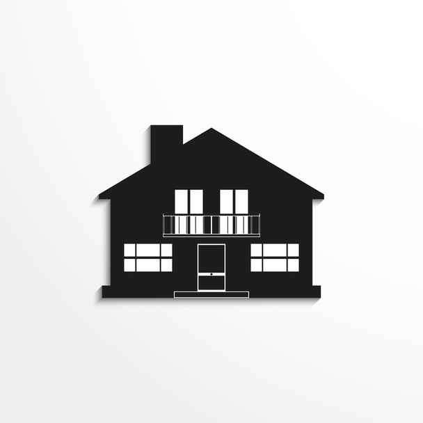 House. Vector icon. Black and white image on a light background. - Vektor, obrázek