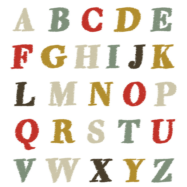 Abc set scribble style. Retro hand drawn alphabet set. vector - Vector, imagen