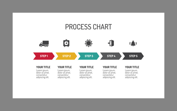 Five-step process arrow chart - Vector, Image