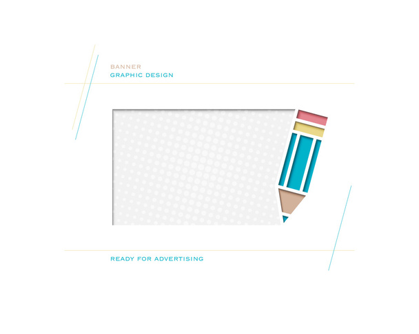 new abstract frame with blue pencil symbol and space for text. vector banner template. contemporary graphic design concept. white paper background - Vecteur, image