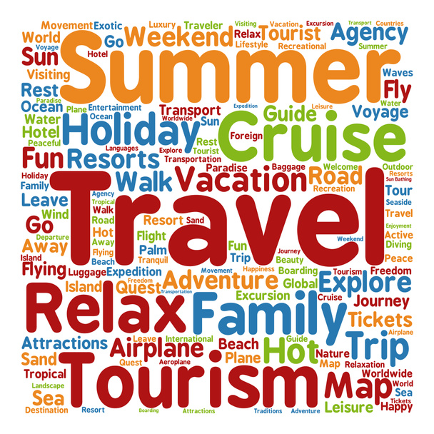 summer travel  word cloud - Photo, Image