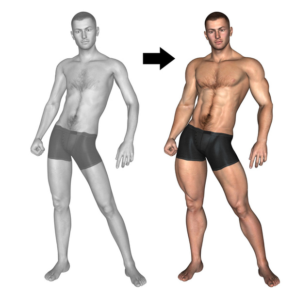 bodybuilder before and after - Photo, Image