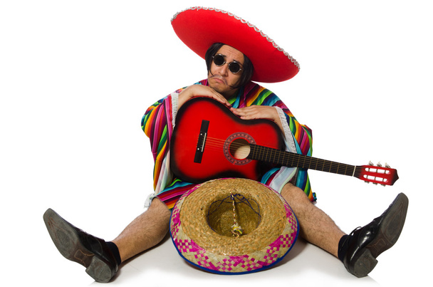 Мексиканські гітариста ізольовані на білому - Фото, зображення
