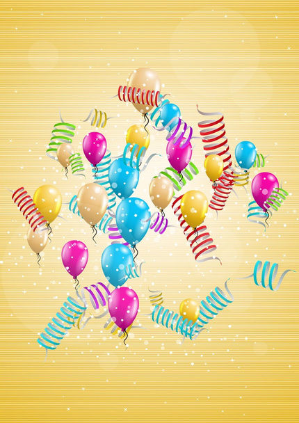 background with balloons and confetti - Vector, Image