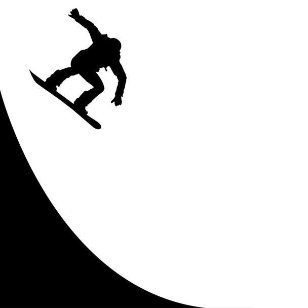 Snowboarder slides down on the trampoline - Vector, Image