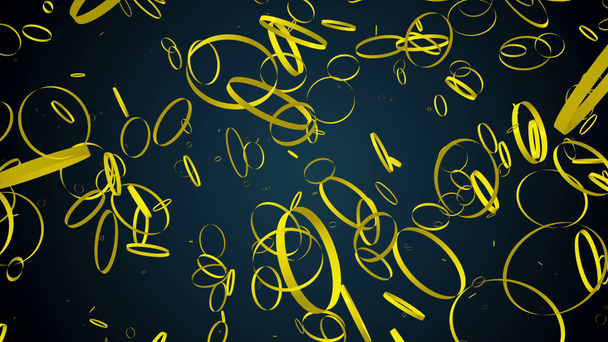 Abstract flying rings in yellow on blue - Footage, Video