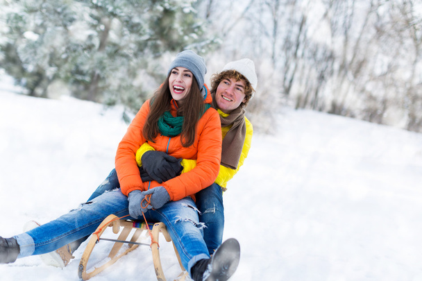 paar in winter kleding - Foto, afbeelding