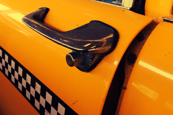 Yellow Cab Taxi, Detail on the side view of Taxi Checker - Photo, Image
