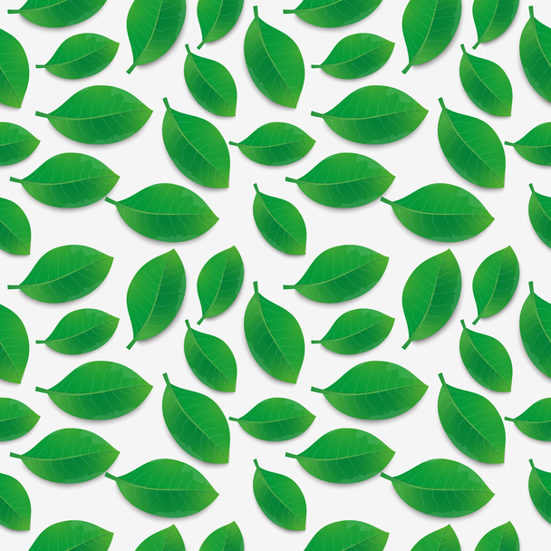 seamless background with green leaves - Vector, Image
