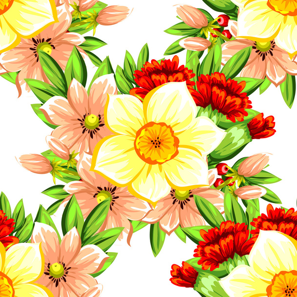 Seamless texture with flowers - Vector, Imagen