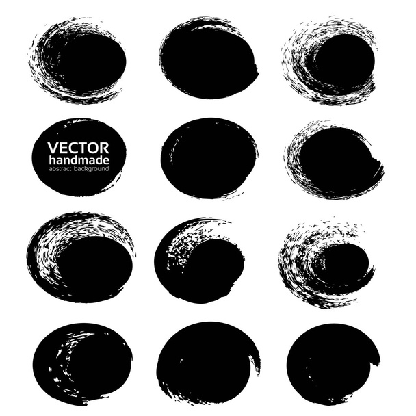 Círculo abstracto negro texturizado trazos aislados en un respaldo blanco
 - Vector, Imagen