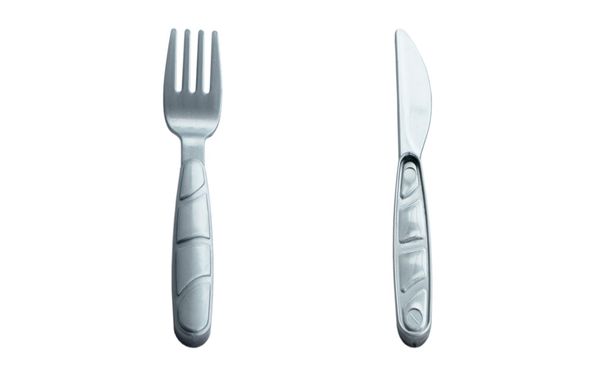 Kinder plastic vorken en mes  - Foto, afbeelding