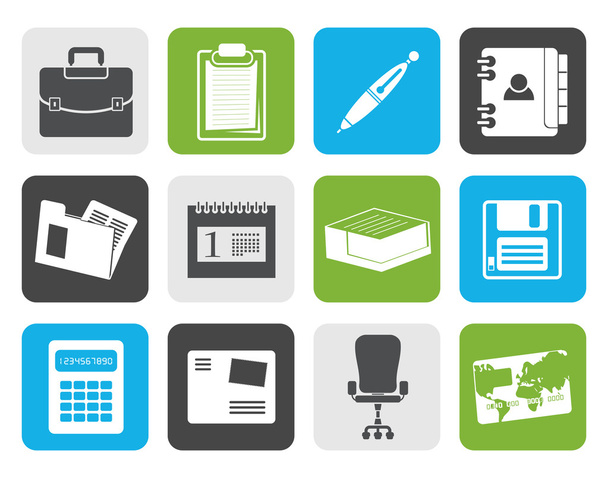 Flat Business and office icons - Вектор,изображение