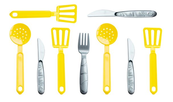 Texture - verschillende kinderen vorken, messen, scoop en lepel  - Foto, afbeelding