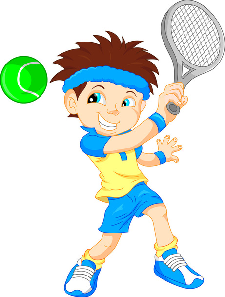 Junge Tennisspieler Karikatur - Vektor, Bild