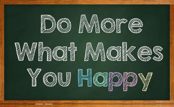 Motivational quote "Do more what makes you happy" written on cha - Φωτογραφία, εικόνα