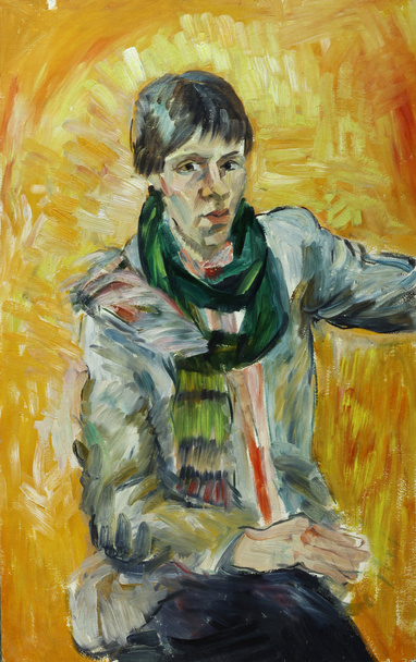 Ελαιογραφία πορτραίτο με αρσενικό πορτρέτο σε φωτεινά χρώματα - Φωτογραφία, εικόνα