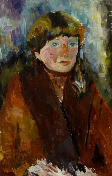 Pintura al óleo retrato femenino en colores brillantes
 - Foto, Imagen