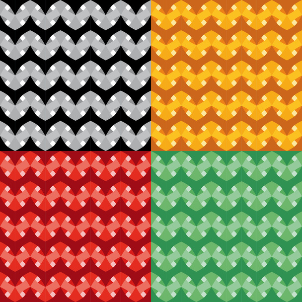 Ensemble quatre motifs fantaisie avec des décorations orange rouge noir gris et vert
 - Vecteur, image