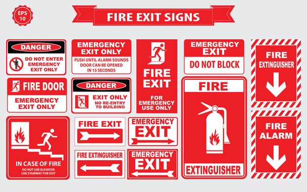 Set of emergency exit Sign  - Vector, Image