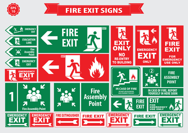 Set of emergency exit Sign  - Vector, Image