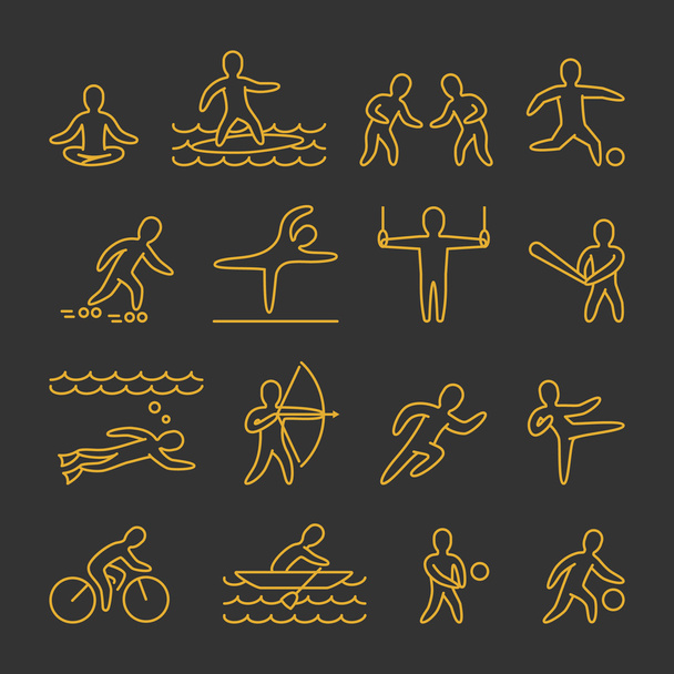 Лінійний вектор формує спортсменів. Піктограма і символи популярних видів спорту
 - Вектор, зображення