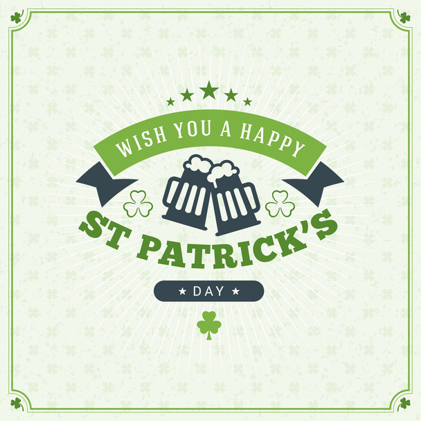 St. Patricks Day Vintage Holiday Badge Design. Vector Greetings Card Design. Saint Patricks Day Background. Happy Saint Patricks Day - ベクター画像