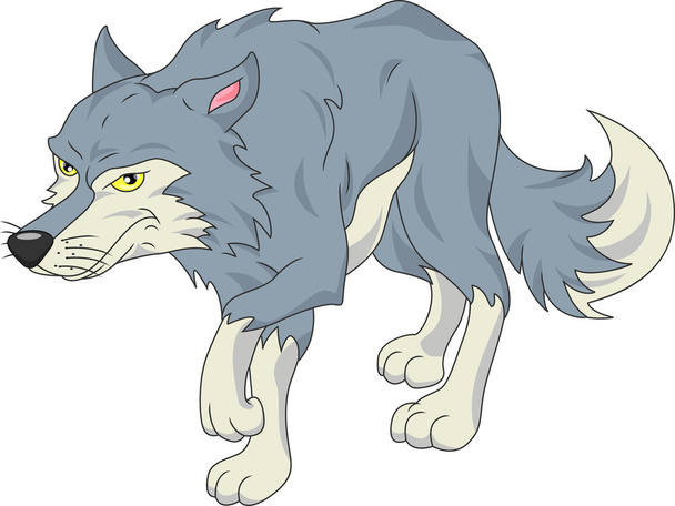 Desenhos animados de lobo bonito
 - Vetor, Imagem