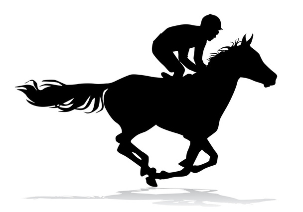 Jockey auf dem Pferd - Vektor, Bild