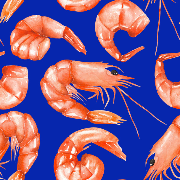 Un motif sans couture avec les crevettes aquarelle
 - Photo, image