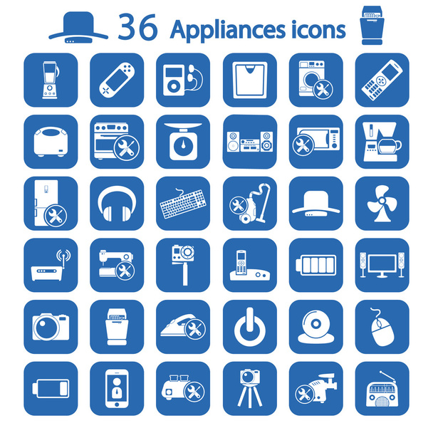 big appliances icons set - Vector, Image
