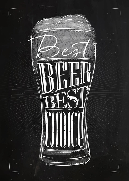 Poster best beer chalk - Vector, imagen