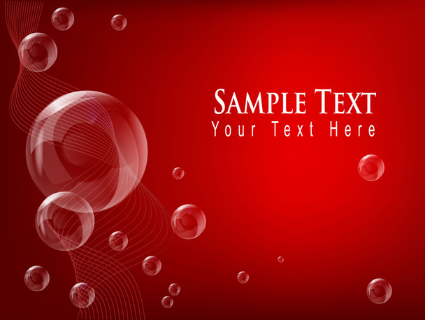 Red background with realistic bubbles - Vetor, Imagem