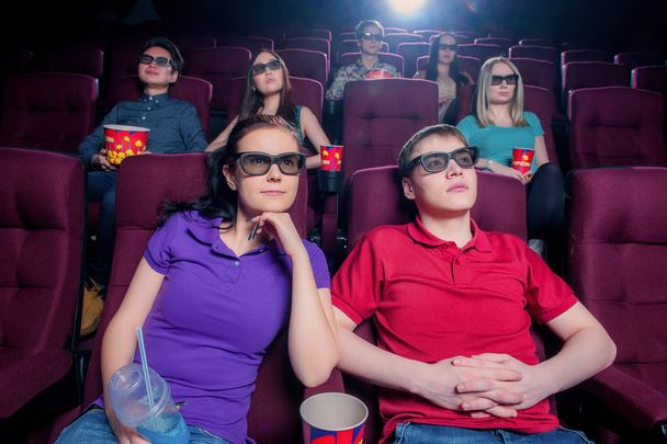 People in the cinema wearing 3d glasses - Photo, Image