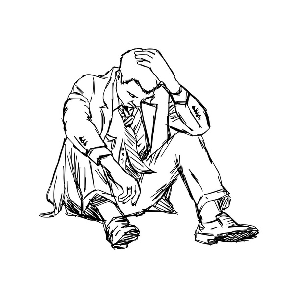 εικονογράφηση διανυσματικά doodle χέρι σκίτσο απογοητευμένοι busin - Διάνυσμα, εικόνα