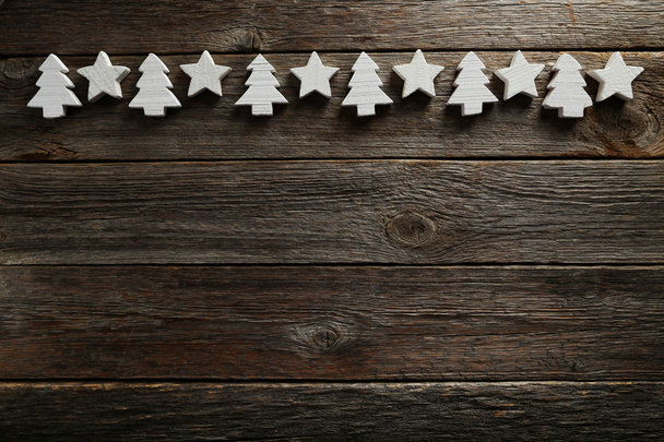 White decorative stars and fir-trees - Φωτογραφία, εικόνα