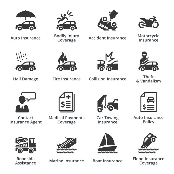 Icônes d'assurance automobile
 - Vecteur, image