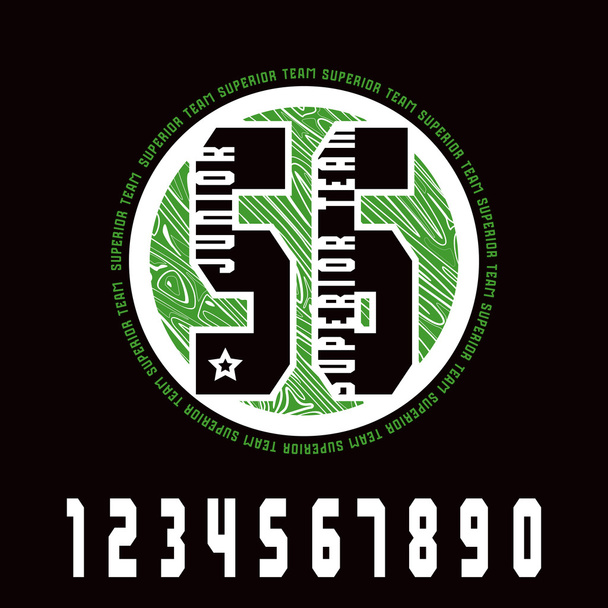 Números deportivos y emblema
 - Vector, Imagen
