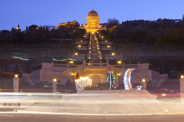 Jardins Bahai en Israël le soir
 - Photo, image