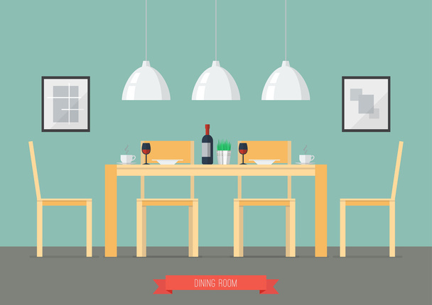 Design plano Sala de jantar interior
 - Vetor, Imagem