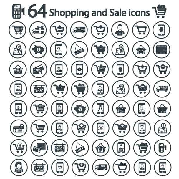 Vásárlás és eladás ikon készlet - Vektor, kép