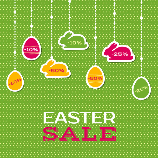Osterverkauf Plakat mit aufgehängten Preisaufklebern - Vektor, Bild