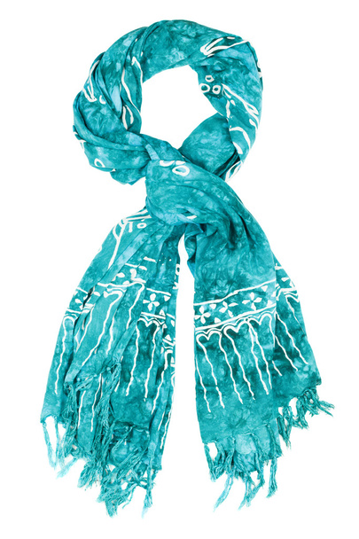 Bufanda de seda. Bufanda de seda azul aislada sobre fondo blanco
 - Foto, Imagen